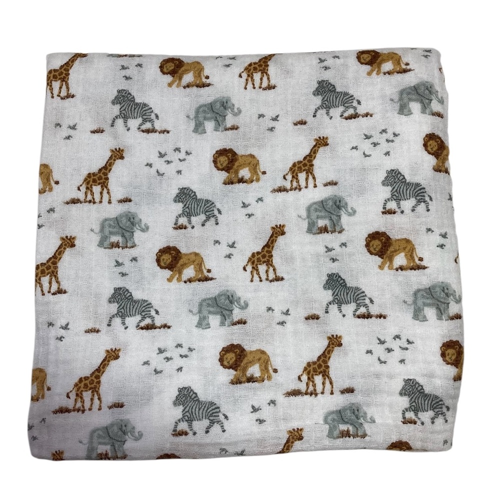 Little Journey Baby Swaddle Blanket‎ Safari Zoo Lion Elephant Giraffe 42 x 43.